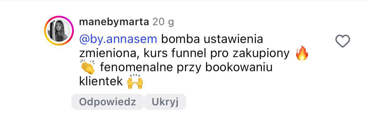 Opinia: funnel pro fenomenalny przy bookowaniu klientek