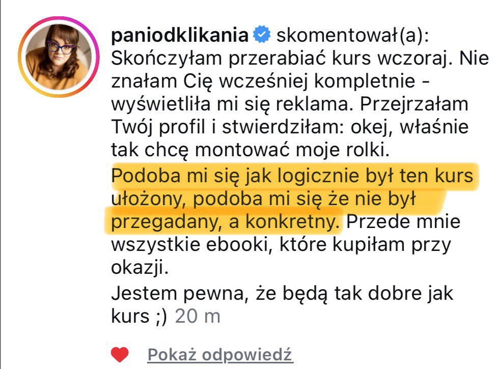 Opinia: kurs logicznie ułożony, konkretny i nieprzegadany