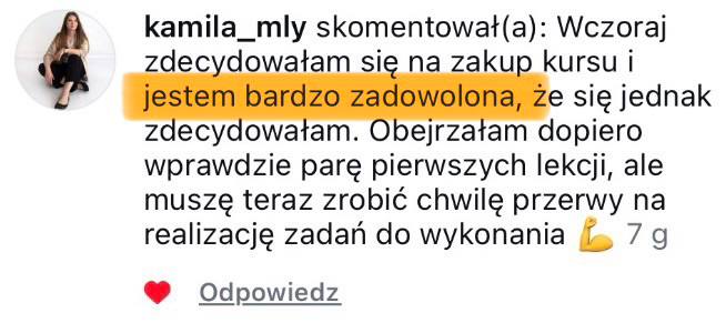Opinia: jestem bardzo zadowolona, że się zdecydowałam